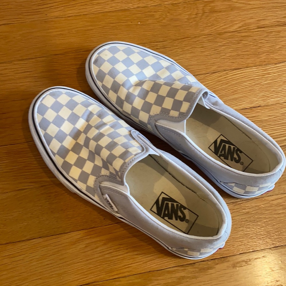 light blue checkered vans